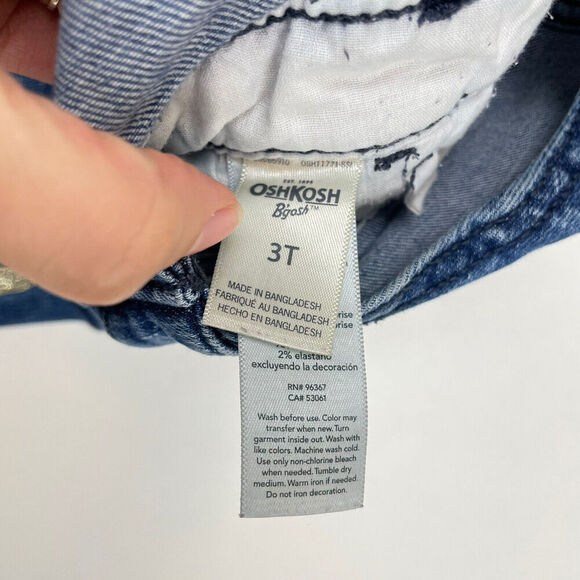 OshKosh B'Gosh Vestbak Girl Denim Blue Jean Overalls Pants Skinny Gold Stripe 3T - Picture 5 of 14